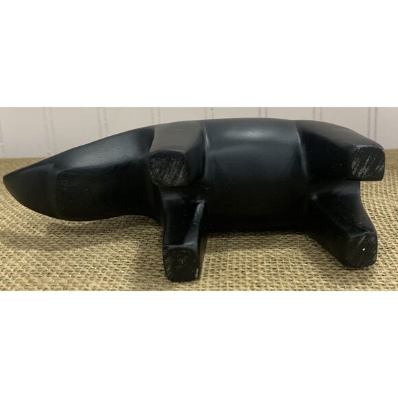 Black Wooden Rhino and Elephant Hand Carved Figurine or Paper Weight - Picture 9 of 16